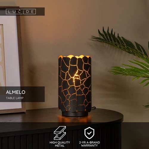 Lucide ALMELO - Table lamp - Ø 15 cm - 1xE27 - Black - USP